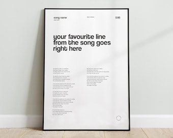 Custom Song Print, Custom Music Poster, Personalised Lyric Art Print, Wedding Song Gift, Minimalist Custom Song Wall Art Gift Music Lover