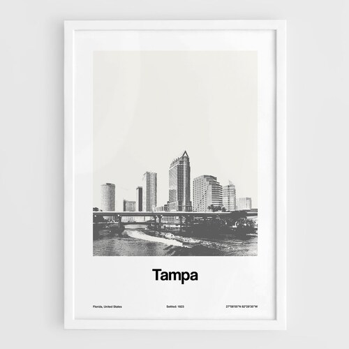 Tampa Print Tampa Poster Wall Art Florida Cityscape Tampa Etsy