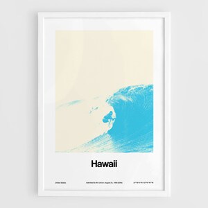 Hawaii Print, Pacific Ocean Poster, Hawaii Aloha Surfing Beach Wall Art, Island of Oahu Art Minimalist Custom City Print by Artica