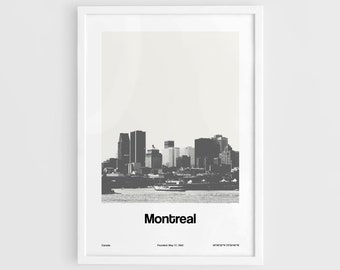 Montréal Skyline, Montréal Québec Canada Poster, Île de Montréal Paysage urbain Print Wall Art Minimaliste Custom City Print par Artica