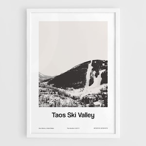 Taos Ski Valley New Mexico Print, Taos Ski Valley NM Poster Custom Winter Town Wall Art Minimalist Custom City Print by Artica
