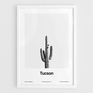 Tucson poster, Tucson Arizona Saguaro cactus minimalisme print Tucson AZ fotografie muur kunst minimalistische aangepaste stad print door Artica