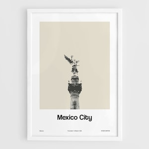 Mexico City Poster, Mexico City Print, Mexico Travel Latin America The Monument of Independence Mexico Wall Art Minimalist Custom City Print