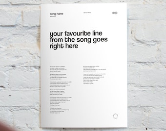 Custom Song Print DIGITAL VERSION, Custom Music Poster, Lyric Art Print, Wedding Song Gift, Minimalist Custom Song Wall Art Gift Music Lover