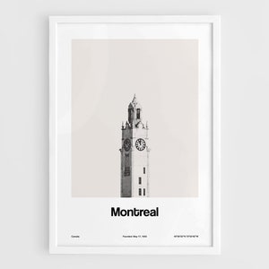 Montreal Print, Montreal Clock Tower Skyline Quebec Canada Poster, Old Port of Montreal Wall Art Minimalist Custom City Print by Artica