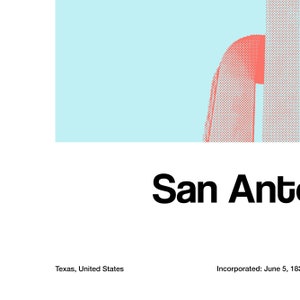 San Antonio Poster, La Antorcha de la Amistad San Antonio Texas The Torch of Friendship Wall Art Minimalist Custom City Print by Artica image 4