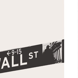 Cartel de Wall Street, Wall Street Sign Manhattan New York Print, Wall Street Lower Manhattan NYC Photo Wall Art Minimalist Custom City Print imagen 4