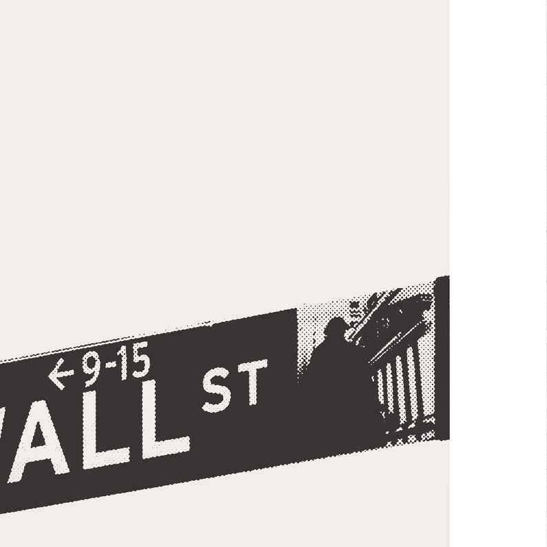 Cartel de Wall Street, Wall Street Sign Manhattan New York Print, Wall Street Lower Manhattan NYC Photo Wall Art Minimalist Custom City Print imagen 4