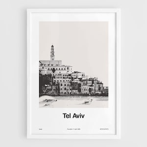 Tel Aviv Old Jaffa Print, Tel Aviv Poster, Tel Aviv Skyline, Tel Aviv Jaffa Town Israel Travel Wall Art Minimalist Custom City Print