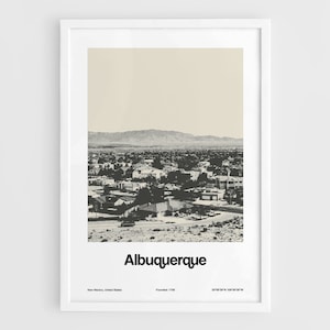 Albuquerque Skyline New Mexico Print, Albuquerque NM Poster ABQ Black and White Decor Wall Art Minimalist Custom City Print by Artica