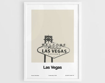 Las Vegas Print, Welcome To Fabulous Las Vegas Sign Print, Las Vegas Nevada Photography Wall Art Minimalist Custom City Print by Artica