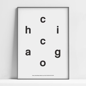 Chicago Typography Poster, Chicago Illinois Print, Chicago skyline Wall Art, Chicago landmark Minimalist Art Custom City Typography Print