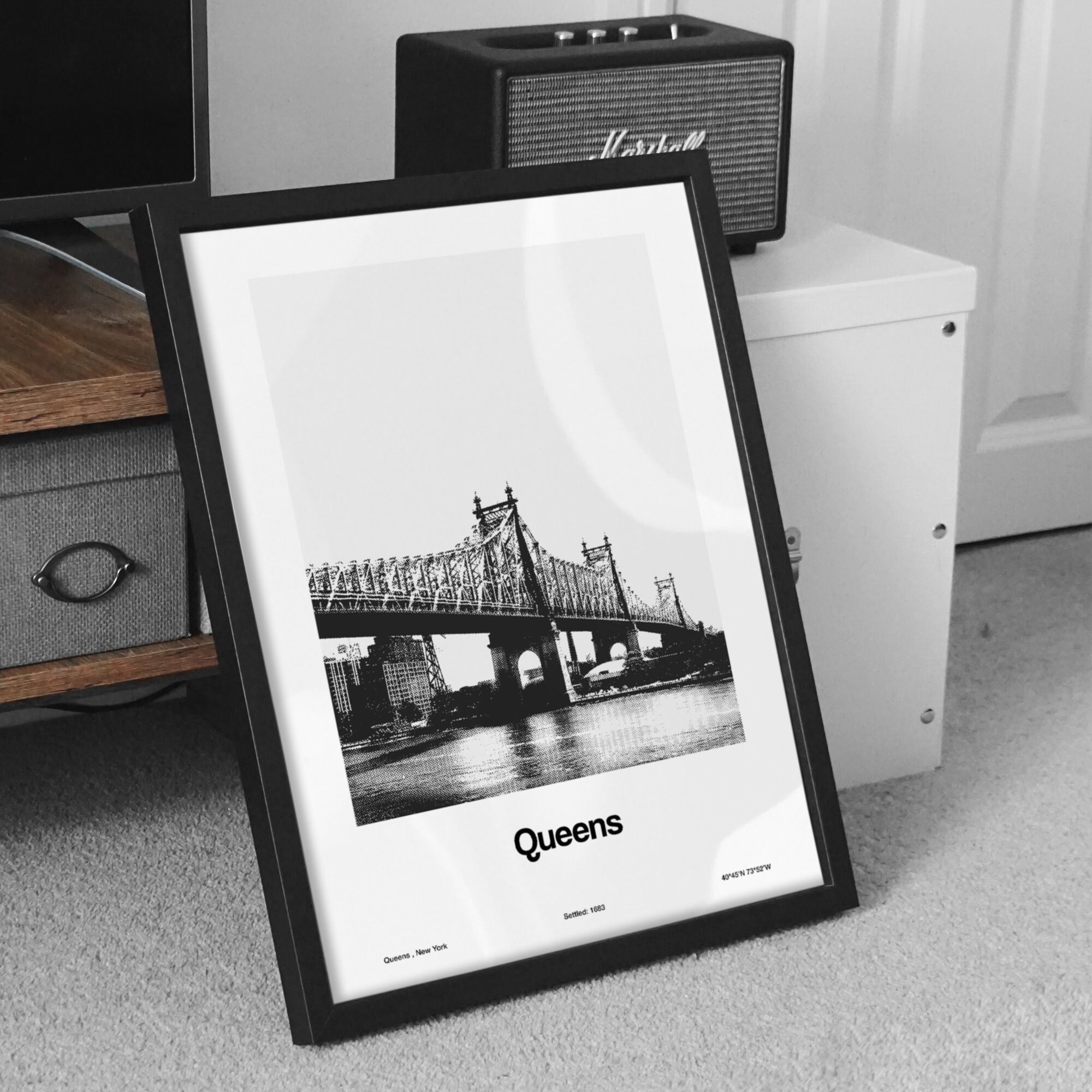 Queens Print, Queens Poster, Queensboro Bridge New York Skyline