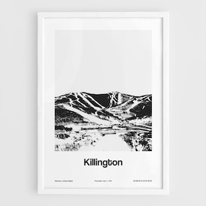 Killington Vermont Print, Killington VT Poster, Killington Winter Village Vermont Mountains Wall Art Minimalist Custom Winter Town Print