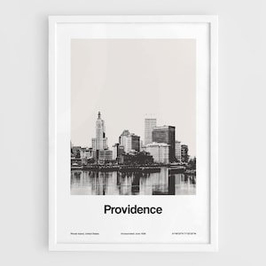 Providence RI Poster, Providence Rhode Island Print, Downtown Providence Skyline Rhode Island Wall Art Minimalist Custom City Print