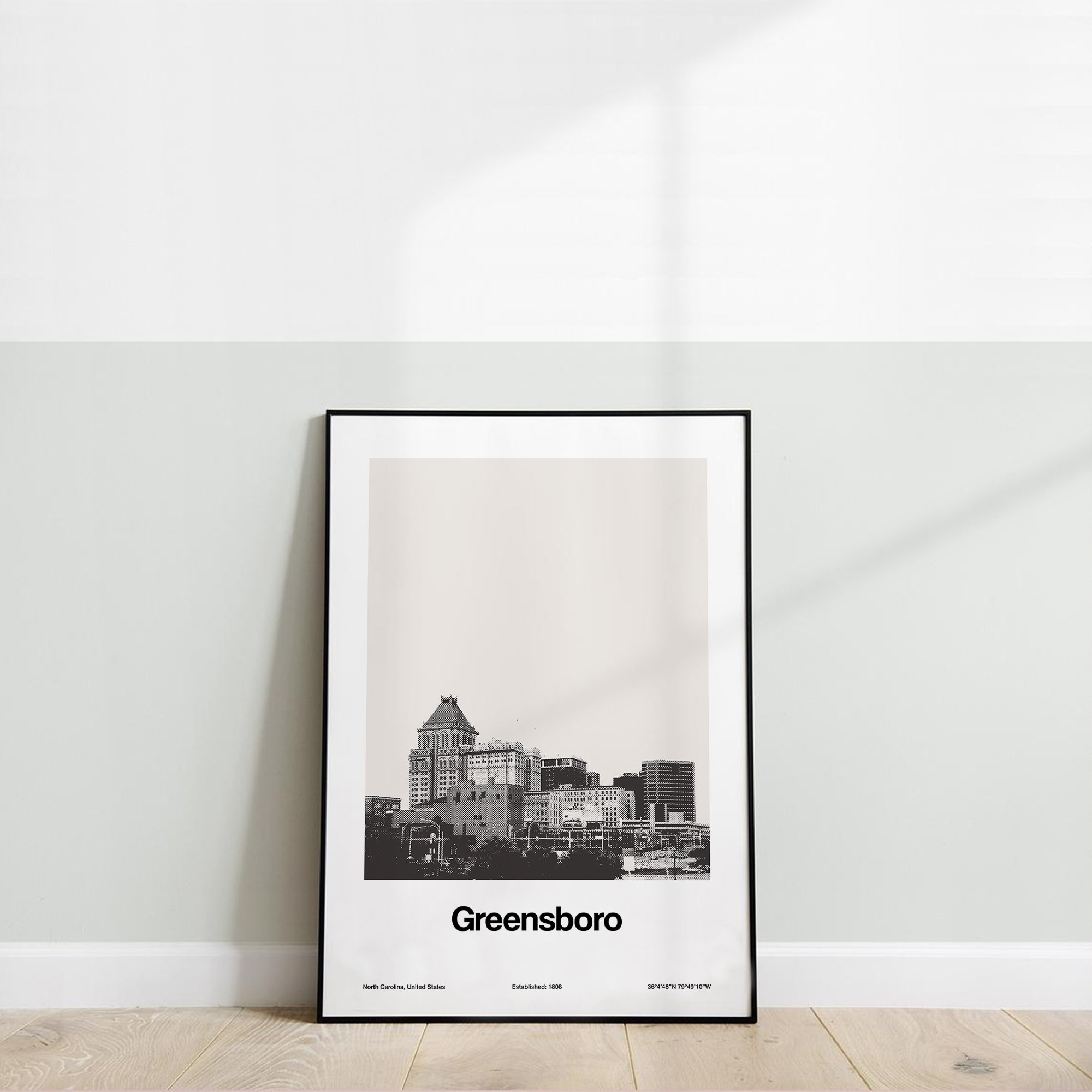 Greensboro NC Print Greensboro Skyline Poster North Carolina Etsy