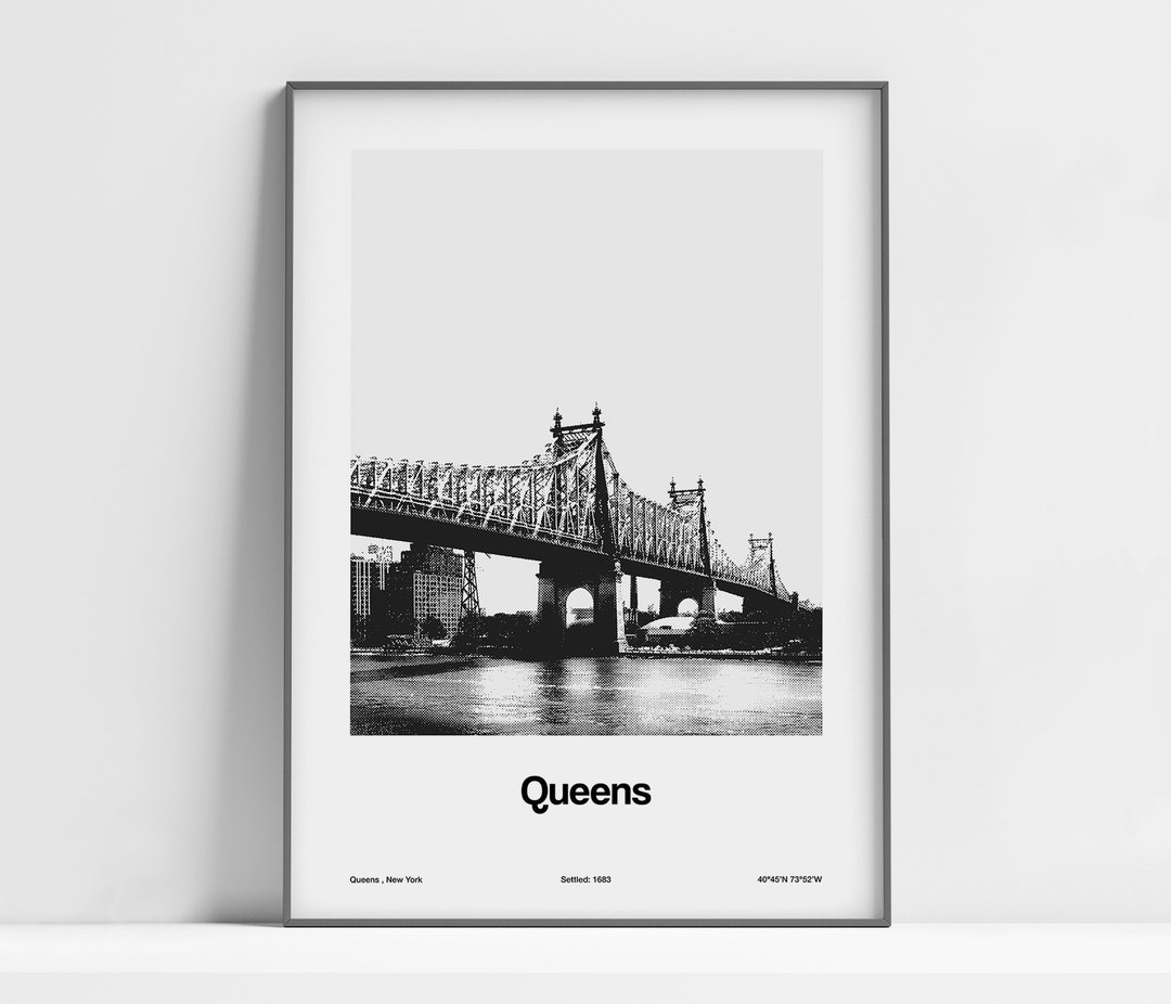 Queens Print, Queens Poster, Queensboro Bridge New York Skyline