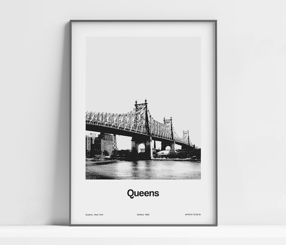 Queens Print, Queens Poster, Queensboro Bridge New York Skyline