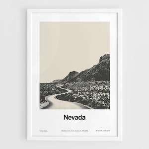 Nevada Print, Nevada NV Poster, Landscape Nevada State Black White Photo, Nevada Road Wall Art Minimalist Custom United States Print
