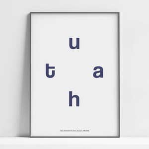 Utah Print, Utah Typography Poster, Utah minimalism Nordic decor, Utah state, Utah type poster Minimalist Art Custom City Typography Print