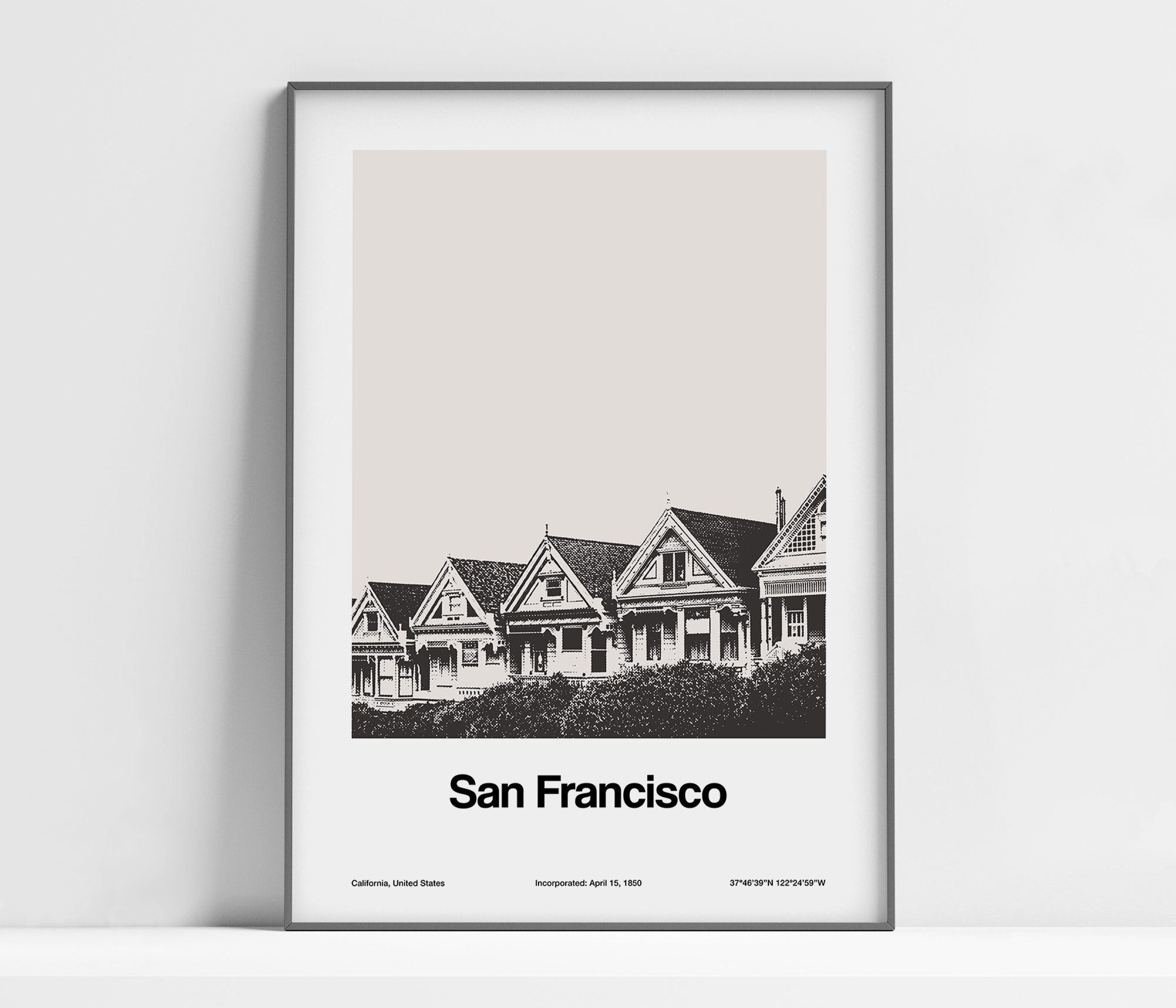 San Francisco Black and White Pictures Black and White california republic flag Wall Art. San