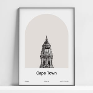 Cape Town City Hall Print, Cape Town Poster, Cape Town South Africa Travel, Downtown Cape Town Photo Wall Art Minimalist Custom City Print