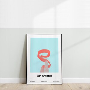 San Antonio Poster, La Antorcha de la Amistad San Antonio Texas The Torch of Friendship Wall Art Minimalist Custom City Print by Artica image 2