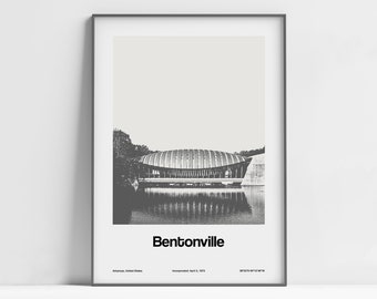 Bentonville Arkansas Poster, Bentonville AR Print,  Bentonville Crystal Bridges Museum Photo Wall Art Minimalist Custom City Print