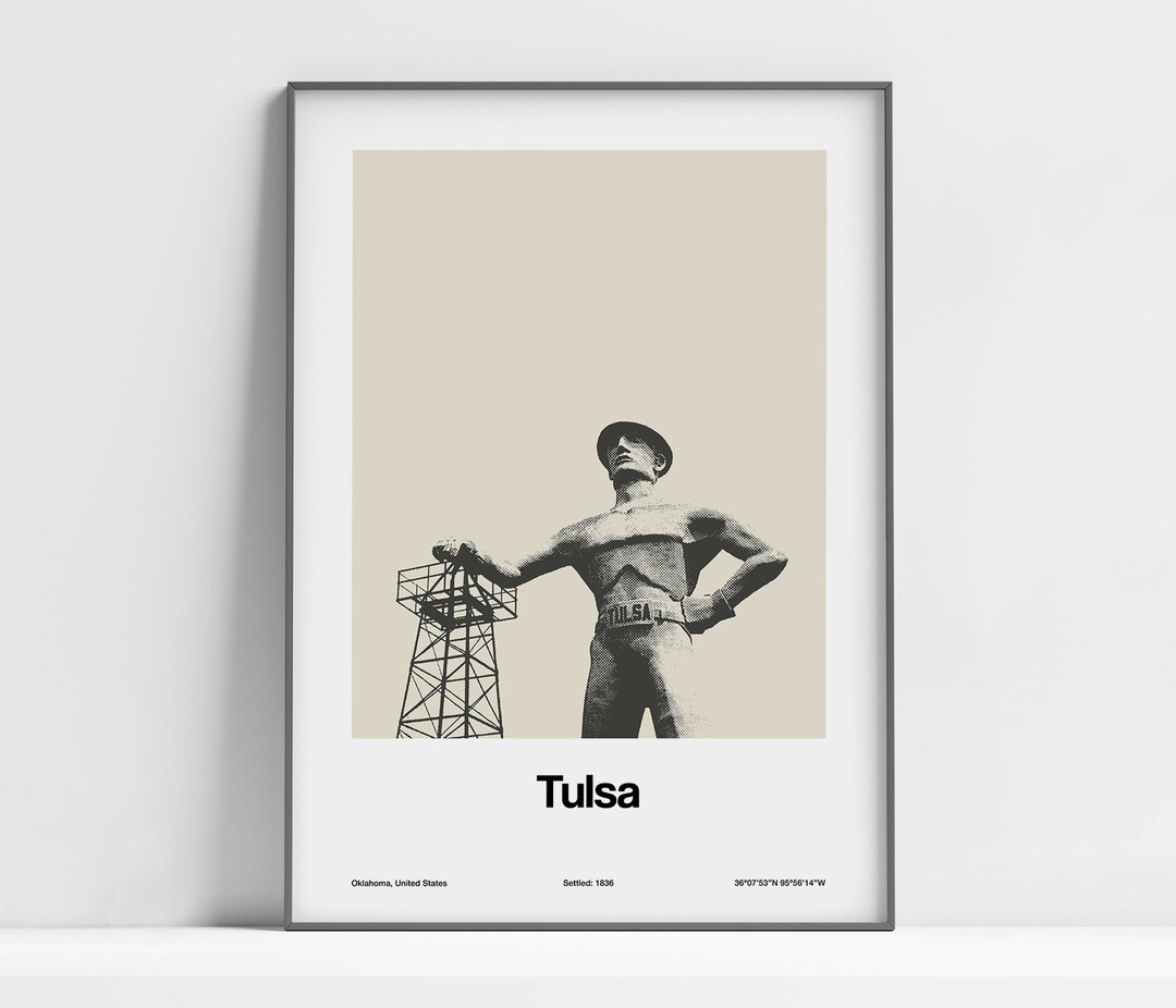 Tulsa Print Tulsa Oklahoma Poster Tulsa the Golden Driller Etsy