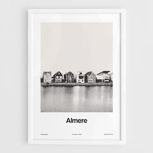 Almere Print, Netherlands Almere Poster, Almere Black White, Almere House Canals Amsterdam area Wall Art Minimalist Custom City Print