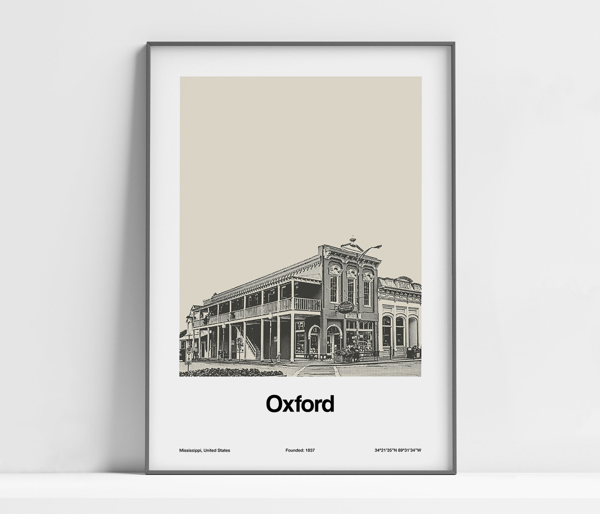 Oxford Mississippi Poster Downtown Oxford MS Print Oxford Etsy