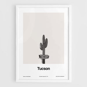 Tucson Print, Tucson Arizona 30 Fuß Hoher Neon Kaktus Minimalismus Druck Tucson AZ Foto Wandkunst Minimalistischer benutzerdefinierter Stadtdruck von Artica