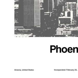 Phoenix Print, Phoenix AZ Minimalism Poster, Phoenix Skyline Photography Arizona Mountains Wall Art Minimalist Custom City Print by Artica image 4