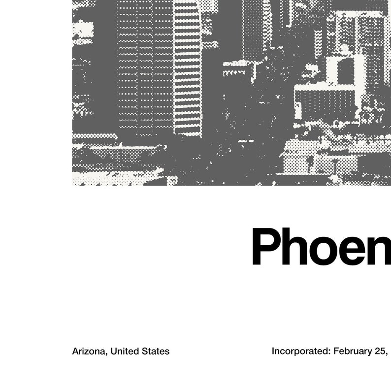 Phoenix Print, Phoenix AZ Minimalism Poster, Phoenix Skyline Photography Arizona Mountains Wall Art Minimalist Custom City Print by Artica image 4