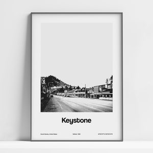 Keystone South Dakota Poster, Downtown Keystone SD Print, Mount Rushmore National Memorial Keystone Wall Art Minimalist Custom City Print