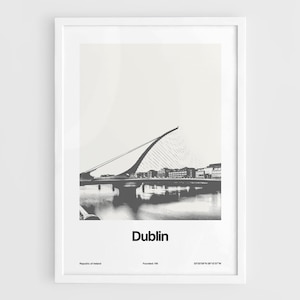 Dublin Poster, Samuel Beckett Bridge Dublin Poster, Dublin Irland Reise Schwarz Weiß Dublin Wandkunst Minimalistisch Custom City Print