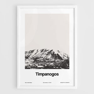 Mount Timpanogos Utah poster, Mount Timp Utah Mountains print, Provo UT reizen Mount Timpanogos Wall Art minimalistische aangepaste stad print