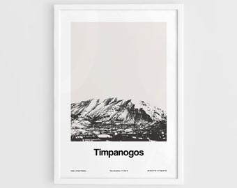 Mount Timpanogos Utah Poster, Mount Timp Utah Mountains Print, Provo UT Travel Mount Timpanogos Wall Art Minimalist Custom City Print