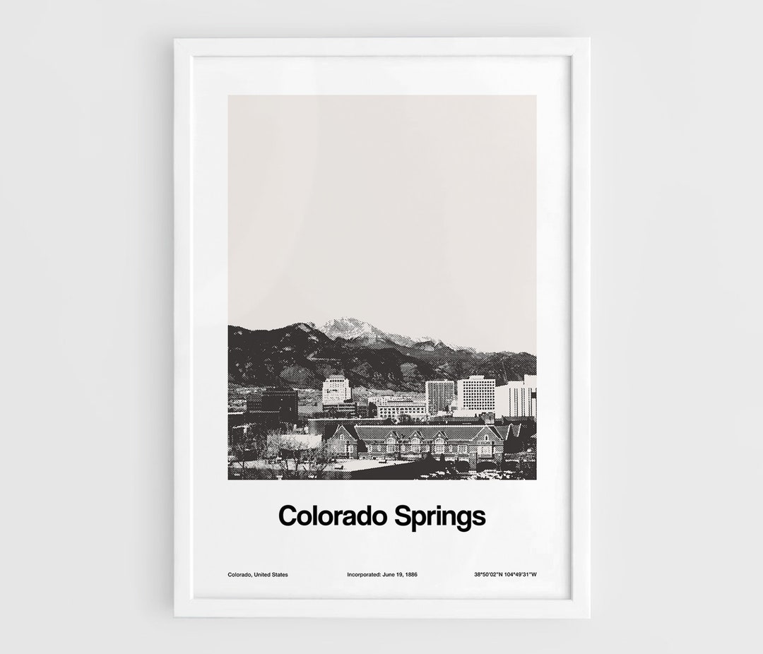 Colorado Springs Print, Downtown Colorado Springs Skyline CO Poster
