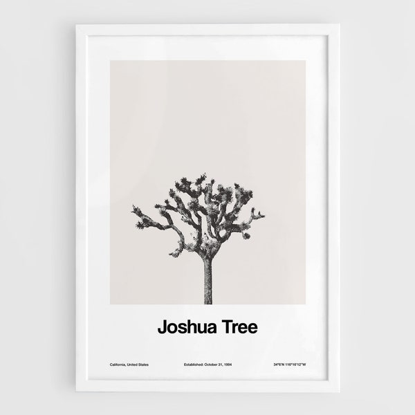 Joshua Tree Print, Joshua Tree National Park Poster, Joshua Tree California Travel Photo, Joshua Tree Wall Art Minimalist Custom Park Print