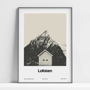 Lofoten Poster, Lofoten Norway Print, Reine Lofoten Islands Scandinavian Nordic Nordland Norway Travel Wall Art Minimalist Custom City Print