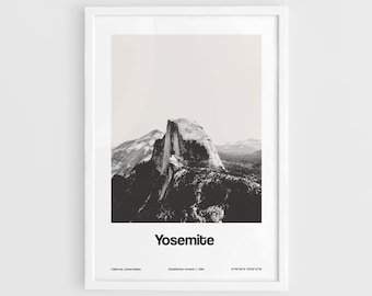 Half Dome Yosemite National Park Print, Yosemite National Park CA Poster, Yosemite Valley California Wall Art Minimalist Custom Park Print