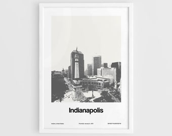 Póster de Indianápolis IN, Indy Downtown Indianápolis Skyline Poster Indiana Racing Capital Wall Art Minimalista Custom City Print por Artica