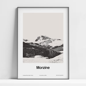 Morzine Print, Morzine Poster, Morzine Skiing French Alps, Morzine Alps Mountains Portes du Soleil Wall Art Minimalist Custom Mountain Print