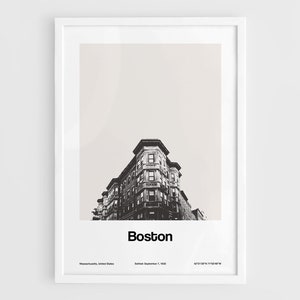 Art mural de Boston, North End est un quartier de Boston dans le Massachusetts Impression, impression de ville personnalisée minimaliste au coin du nord de Boston par Artica