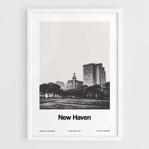 New Haven CT Print, New Haven Poster Connecticut, New Haven Skyline New Haven Green Wall Art Minimalist Custom City Print by Artica