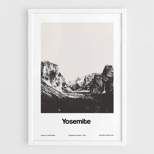 Yosemite National Park Print, Yosemite National Park CA Poster, Yosemite Valley California Travel Wall Art Minimalist Custom Park Print