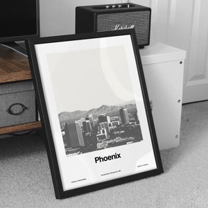 Phoenix Print, Phoenix AZ Minimalism Poster, Phoenix Skyline Photography Arizona Mountains Wall Art Minimalist Custom City Print by Artica image 2