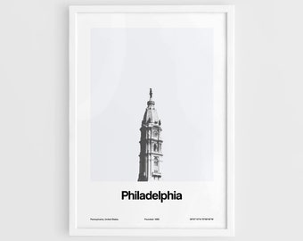 Philadelphia Poster, Philadelphia City Hall Print, Philadelphia PA skyline, Pennsylvania Philly Minimalist Custom City Print by Artica