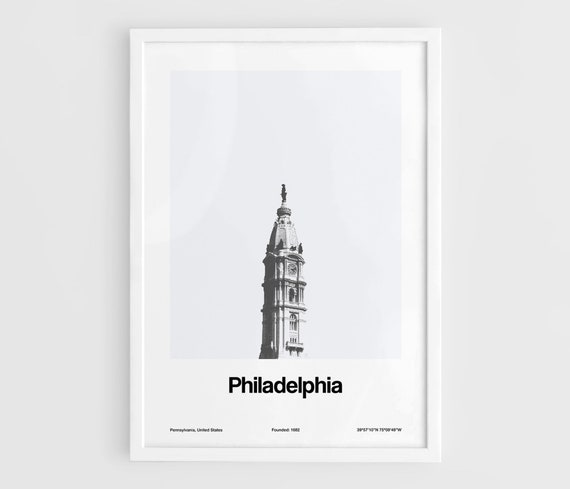 Philadelphia Poster, Philadelphia City Hall Print, Philadelphia PA skyline, Pennsylvania Philly Minimalist Custom City Print by Artica